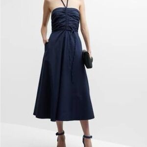 Veronica Beard Elegant Navy Blue Halter Dress 8